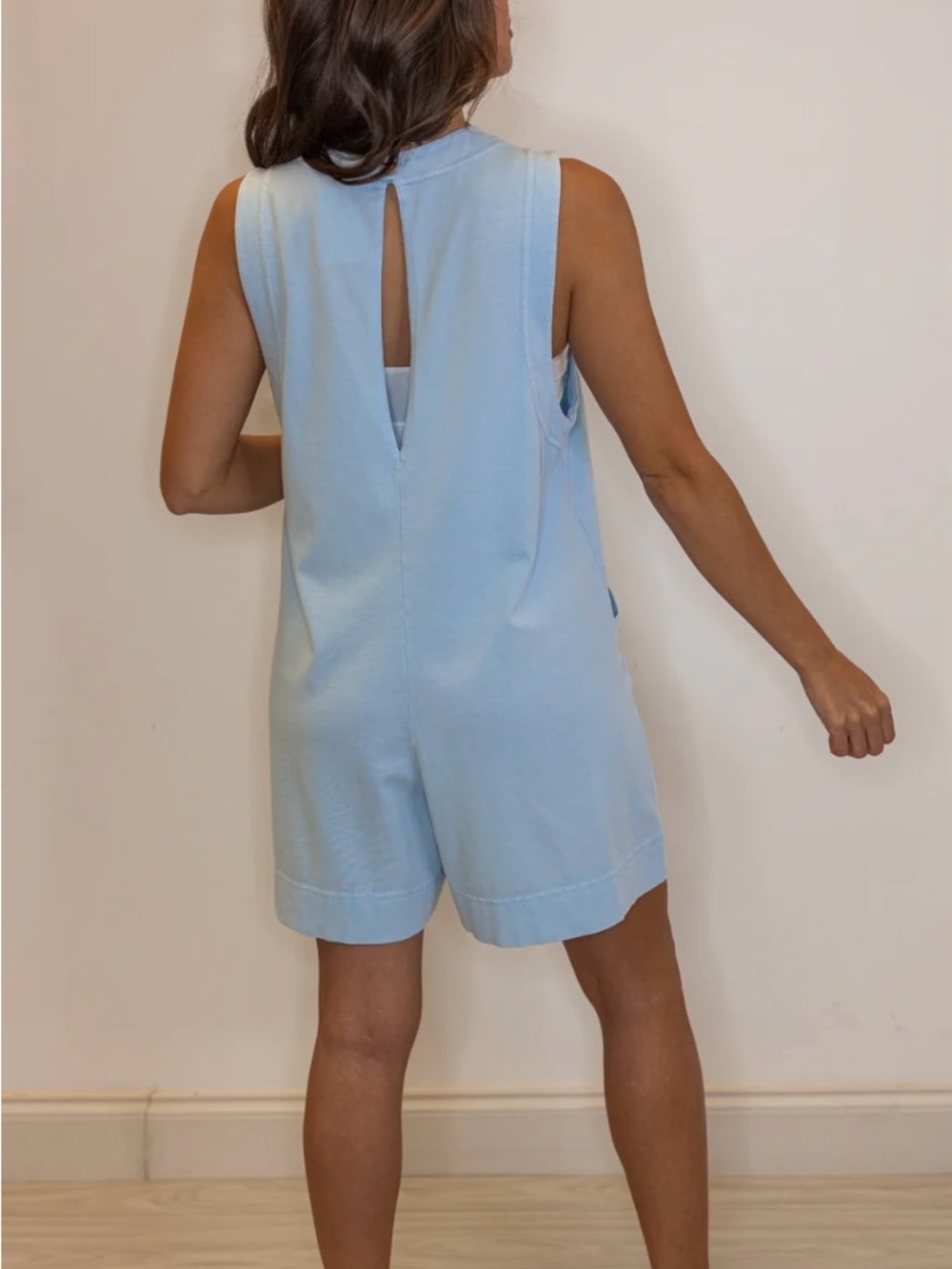 Light Blue Sleeveless Romper with Pockets. PTP 24. Never Worn. - Picture 2 of 6